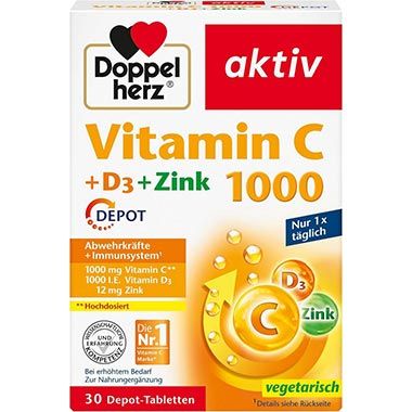 💊 30er Pack Doppelherz Vitamin C 1000 + D3 + Zink Tabletten ab 3,41€ (statt 5€)