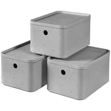 🗃️ 3er Set Curver Beton Box Aufbewahrungsboxen 4L + Deckel für 24,99€ (statt 42€)