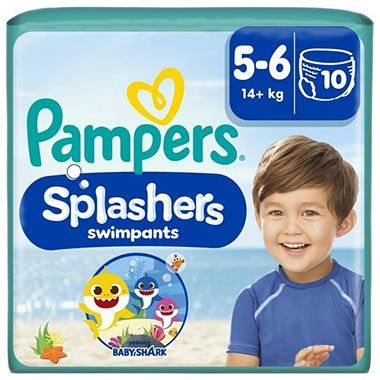 👶🏻 4 x 10er Pack Pampers Splashers Baby Shark Windeln, Gr. 5-6 ab 17,64€ (statt 32€)