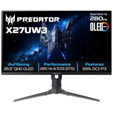 🖥️ Acer Predator X27U W3 26,5″ WQHD QD-OLED Gaming Monitor für 335,30€ (statt 370€)