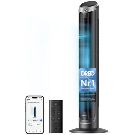 💨 Dreo Smart Turmventilator mit 5 Stufen & 4 Modi für 79,99€ (statt 100€)