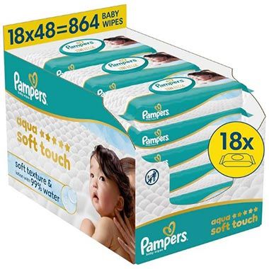 🧻 864er Pack Pampers Aqua Soft Touch Baby-Feuchttücher ab 19,75€ (statt 30€)