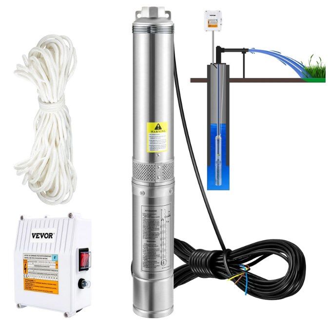 💦 VEVOR 4“ Tiefbrunnenpumpe 370W & 110L/min für 95,45€ (statt 110€)