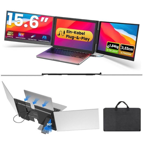 🖥️ Kwumsy P7 Pro – Laptop Bildschirmerweiterung für bis zu 17,3 Zoll für 184,99€ (statt 250€)