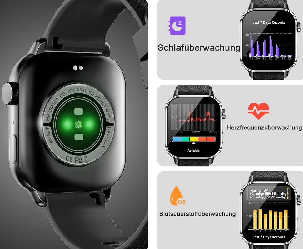 ⌚ MFVLP Smartwatch mit 1,85 ⌚ MFVLP Smartwatch mit 1,85 HD AMOLED Touchdisplay für 19,99€ (statt 25€)
