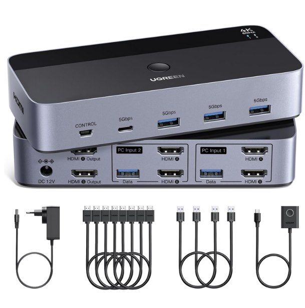 📺 UGREEN HDMI KVM Switch für 2 PC & 2 Monitore für 69€ (statt 75€)