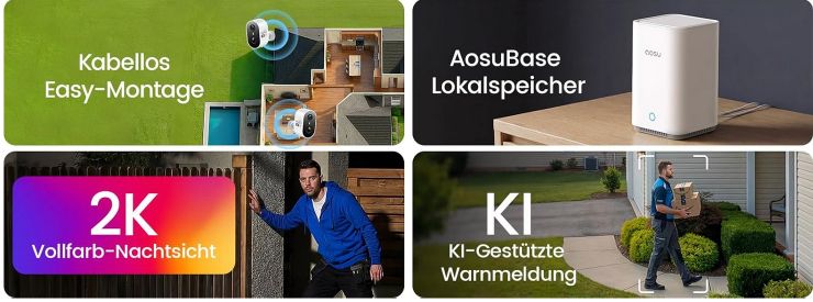👀 2x asosu WirelessCam Lite 2K Akku Überwachungskamera + Basis für 113,98€ (statt 160€)