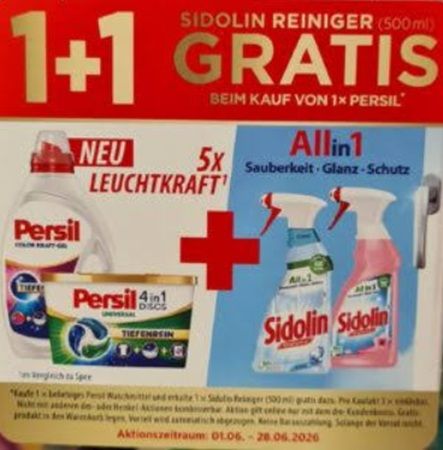 dm: 1x Persil Waschmittel kaufen   1x Sidolin Reiniger gratis dazu