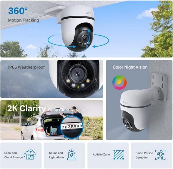 📹 2er Pack Tapo C510W 2K 360° Outdoor WLAN Überwachungskamera für 69,99€ (statt 84€)