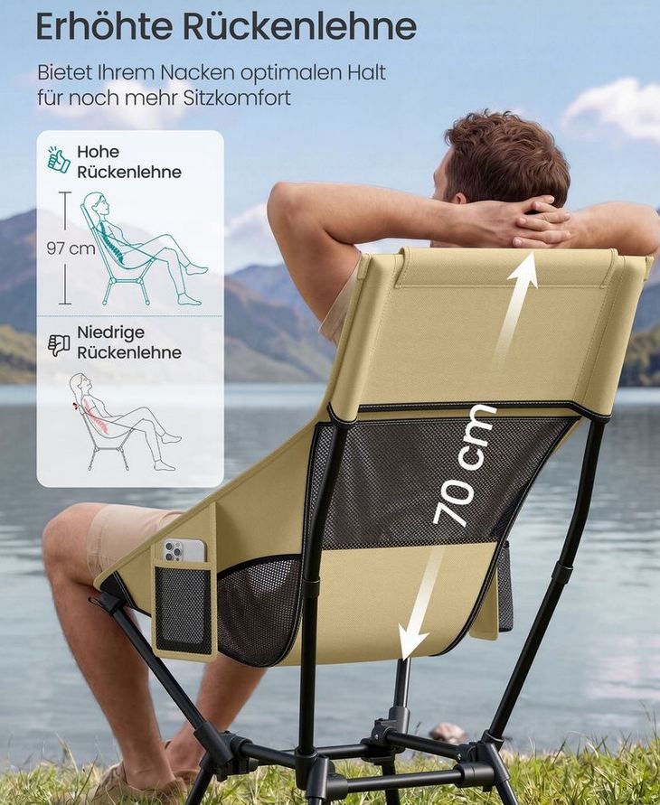🏕️ Songmics Campingstuhl mit langer Rückenlehne, zusammenfaltbar für 17,99€ (statt 36€)