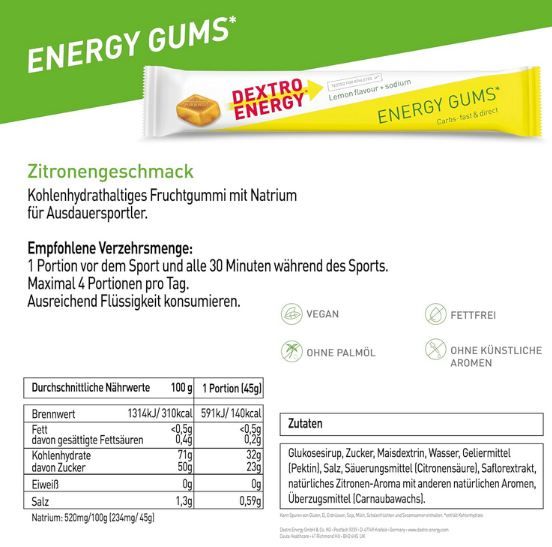 🏃🏼♂️ 8er Pack Dextro Energy Gums Lemon + Natrium ab 13,36€ (statt 24€) 🏃🏼♂️ 8er Pack Dextro Energy Gums Lemon + Natrium ab 13,36€ (statt 24€)