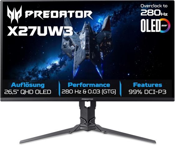 🖥️ Acer Predator X27U W3 26,5 🖥️ Acer Predator X27U W3 26,5 WQHD QD OLED Gaming Monitor für 335,30€ (statt 370€)