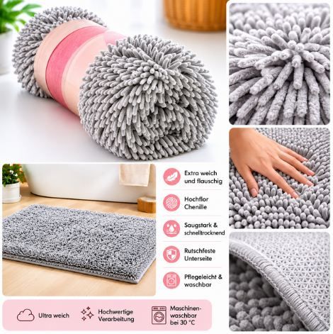 Gutscheinfehler ❗ XXL Chenille Badematte in 2 Farben, 140x80cm für 12,70€ (statt 30€)