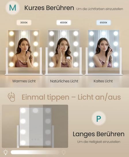 🪞 Songmics Schminkspiegel mit LED Beleuchtung, dimmbar für 21,79€ (statt 37€)
