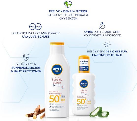 ☀️ Nivea Sun Sensitiv Sofortschutz Sonnenlotion LSF 50+, 200ml ab 7,88€ (statt 13€) ☀️ Nivea Sun Sensitiv Sofortschutz Sonnenlotion LSF 50+, 200ml ab 7,88€ (statt 13€)