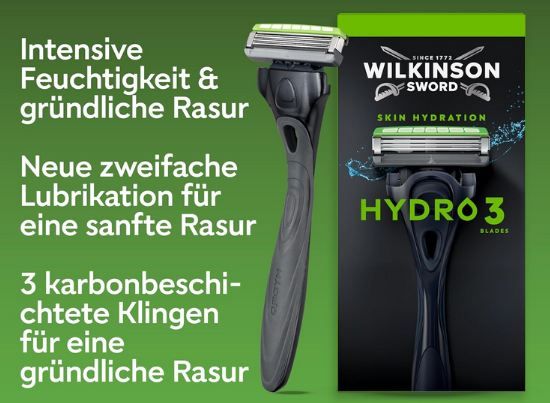 🪒 Wilkinson Sword Hydro 3 Rasierer + 9 Klingen für 19,58€ (statt 25€)