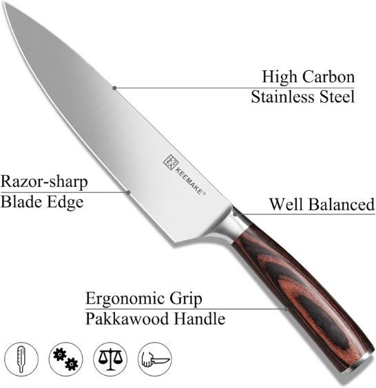 🔪 Keemake Profi Kochmesser mit Pakkaholz, 20cm für 12,49€ (statt 25€) 🔪 Keemake Profi Kochmesser mit Pakkaholz, 20cm für 12,49€ (statt 25€)