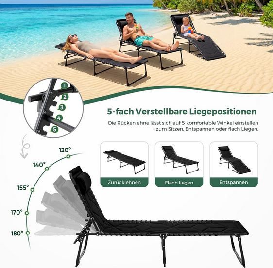 🏖️ Palawano Faltbare Sonnenliege mit 5-Fach Verstellbarer Rückenlehne für 29,99€ (statt 60€) 🏖️ Palawano Faltbare Sonnenliege mit 5 Fach Verstellbarer Rückenlehne für 29,99€ (statt 60€)