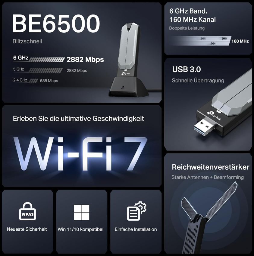 🛜 TP Link Archer TBE400UH Wi Fi 7 WLAN Stick für 49,99€ (statt 65€)