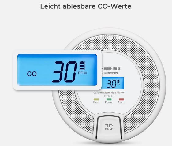 🚨 X Sense CO03D W Kohlenmonoxidmelder mit Digitalanzeige für 24,99€ (statt 37€)