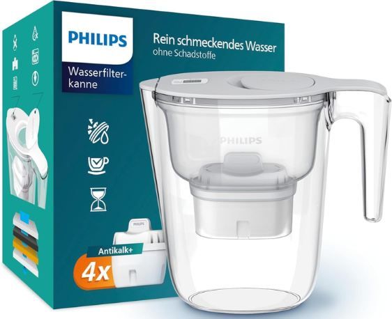 🚰 Philips Water Wasserfilterkanne + 4 Antikalk Ersatzfilterkartuschen für 22,99€ (statt 30€) 🚰 Philips Water Wasserfilterkanne + 4 Antikalk Ersatzfilterkartuschen für 22,99€ (statt 30€)