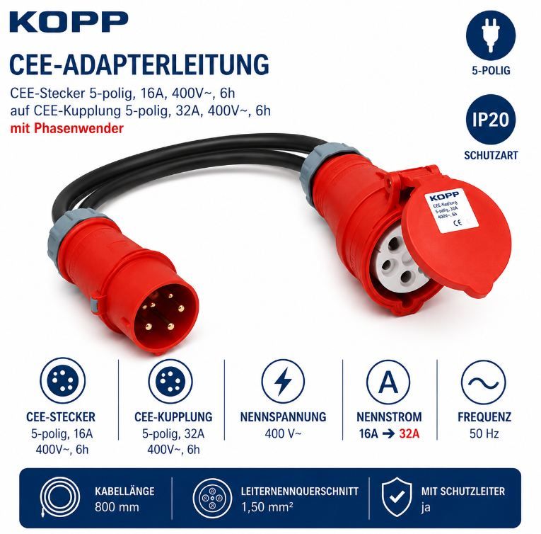 🔌 Kopp CEE-Adapterleitung mit 80cm Länge für 9,99€ (statt 17€) 🔌 Kopp CEE Adapterleitung mit 80cm Länge für 9,99€ (statt 17€)