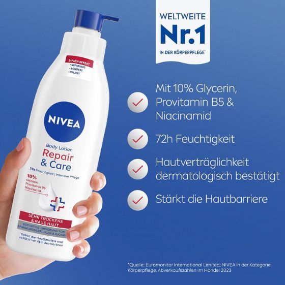 🧴 Nivea Body Lotion Repair & Care Körpercreme, 250ml ab 3,10€ (statt 5€) 🧴 Nivea Body Lotion Repair & Care Körpercreme, 250ml ab 3,10€ (statt 5€)