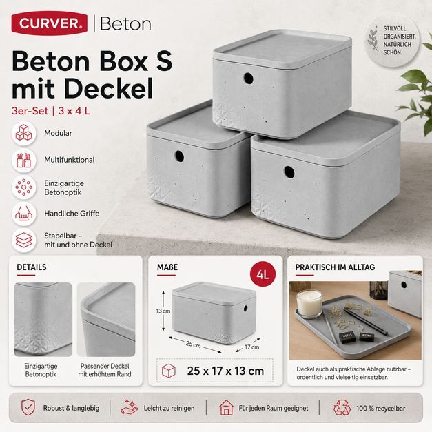 🗃️ 3er Set Curver Beton Box Aufbewahrungsboxen 4L + Deckel für 24,99€ (statt 42€) 🗃️ 3er Set Curver Beton Box Aufbewahrungsboxen 4L + Deckel für 24,99€ (statt 42€)