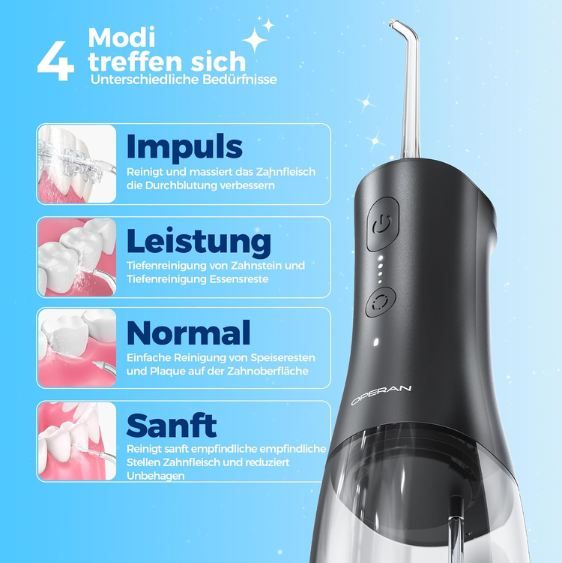 🦷 Operan Akku Munddusche inkl. Düsen & 4 Modi für 12,49€ (statt 25€) 🦷 Operan Akku Munddusche inkl. Düsen & 4 Modi für 12,49€ (statt 25€)