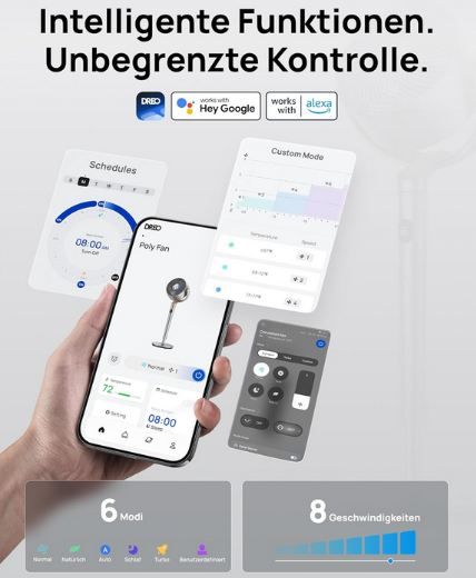 💨 Dreo Smart Standventilator mit 6 Modi & WLAN für 99,99€ (statt 120€)