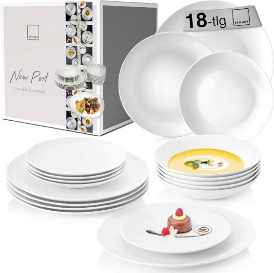 🍽️ Sänger New Port Porzellan Tafelservice, 18-tlg. für 58,64€ (statt 75€)