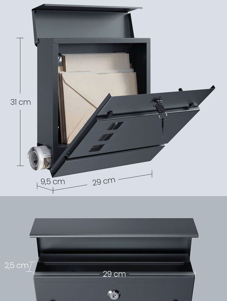 📬 SONGMICS XL Briefkasten mit Zeitungsfach für 19,49€ (statt 26€)