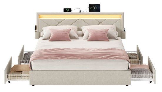 🛏️ Songmics Doppelbettgestell mit LED & 4 Schubladen, 140 x 200cm für 138,99€ (statt 190€) 🛏️ Songmics Doppelbettgestell mit LED & 4 Schubladen, 140 x 200cm für 138,99€ (statt 190€)