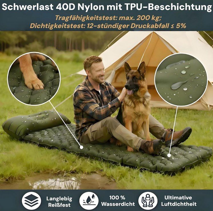 😴 VALEHOWL 800g ultraleichte aufblasbare Isomatte für 19,99€ (statt 40€)