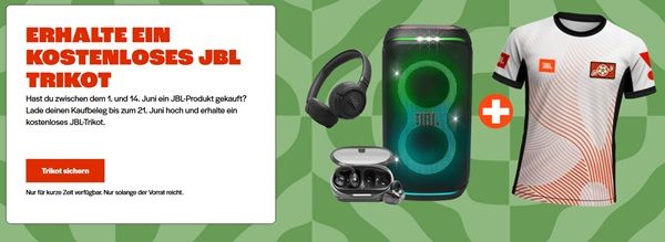 Kaufe ein  JBL Produkt   JBL Trikot kostenlos erhalten