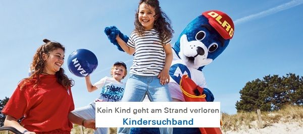Beim DLRG an der deutschen Nord  und Ostseeküste kostenloses Kindersuchband erhältlich
