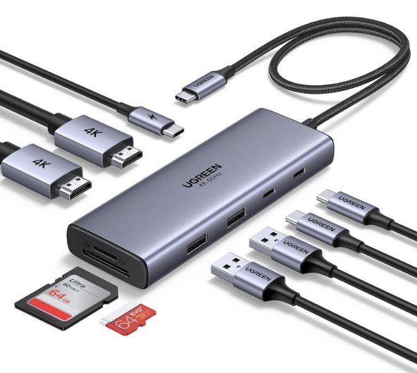 🖥️ UGREEN Revodok USB C Hub 2 HDMI mit SD/TF Kartenleser für 28,79€ (statt 36€)