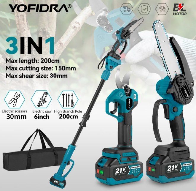 🪵 YOFIDRA Bürstenlose Teleskop-Elektrokettensäge & Astschere für 80,47€ (statt 94€)