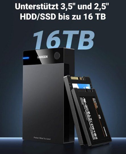 💾 UGREEN USB 3.0 Festplattengehäuse UASP für SATA SSD & HDD für 17,70€ (statt 23€)