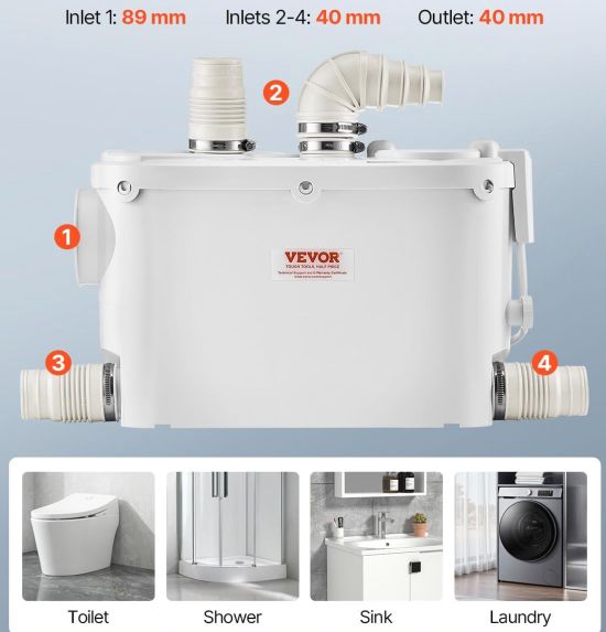 💦 VEVOR Flo500 CE Pro Abwasserpumpe mit 500W für 80,89€ (statt 90€)