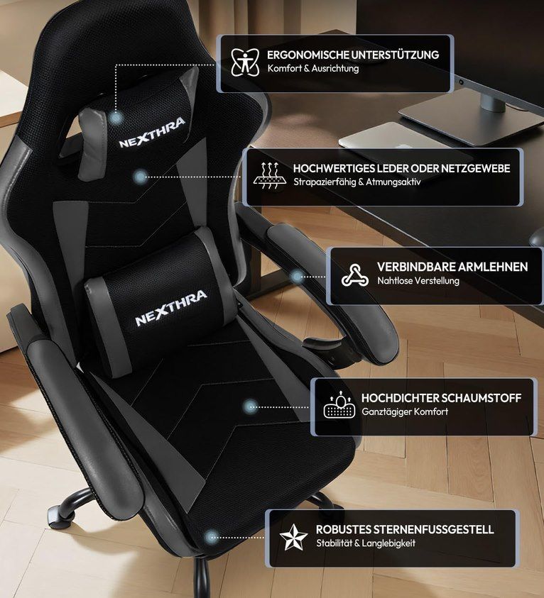 💺 Nexthra ergonom. Gamingstuhl mit Fußstütze ab 59,66€ (statt 120€) - alle Farben 💺 Nexthra ergonom. Gamingstuhl mit Fußstütze ab 59,66€ (statt 120€) alle Farben