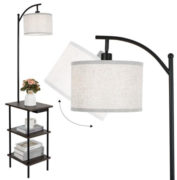 💡 LuminexDesigns Vintage Stehlampe mit Regal mit USB Ports für 45,59€ (statt 60€)