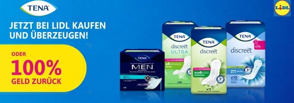 Wieder da! Lidl: TENA Produkt kostenlos ausprobieren Wieder da! Lidl: TENA Produkt kostenlos ausprobieren