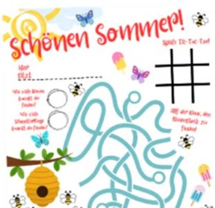 Tischunterlage Schönen Sommer! für u.a. Kindergeburtstage gratis