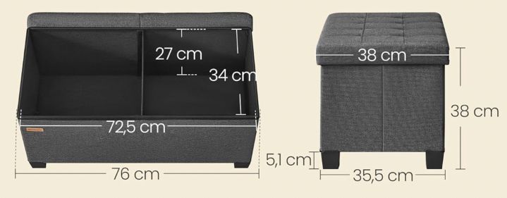 🧘 SONGMICS Sitzbank mit Aufbewahrung für 28,25€ (statt 40€)