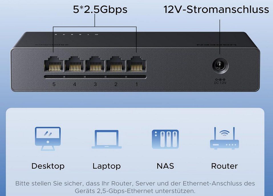 🌐 UGREEN 2.5G LAN Switch mit 5 Ports für 34€ (statt 40€) 🌐 UGREEN 2.5G LAN Switch mit 5 Ports für 34€ (statt 40€)