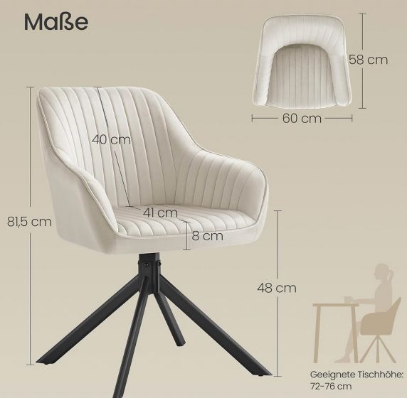 💺 SONGMICS drehbarer Esszimmerstuhl bis 120 kg ab 56€ (statt 70€)   versch. Farben