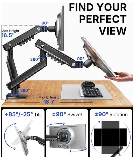 🖥️ HUANUO FlowLift Pro Monitorarm für 2 Monitore bis je 9 kg & 32 Zoll für 32,99€ (statt 60€) 🖥️ HUANUO FlowLift Pro Monitorarm für 2 Monitore bis je 9 kg & 32 Zoll für 32,99€ (statt 60€)