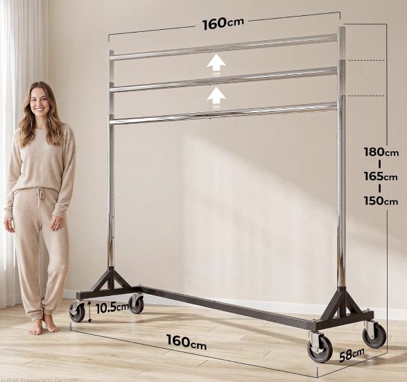 👕 HOKEEPER Schwerlastkleiderständer mit 4 Rollen & bis zu 182kg für 67,47€ (statt 100€)