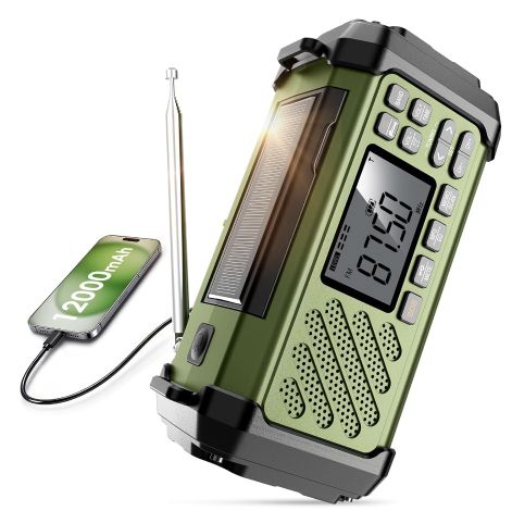☀️📻 Vikeri Kurbelradio mit 12.000mAh & Solar für 29,99€ (statt 40€)